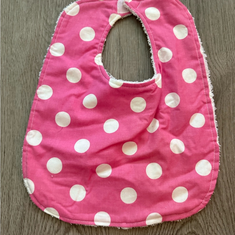 Pink Polka Dot Baby Bib